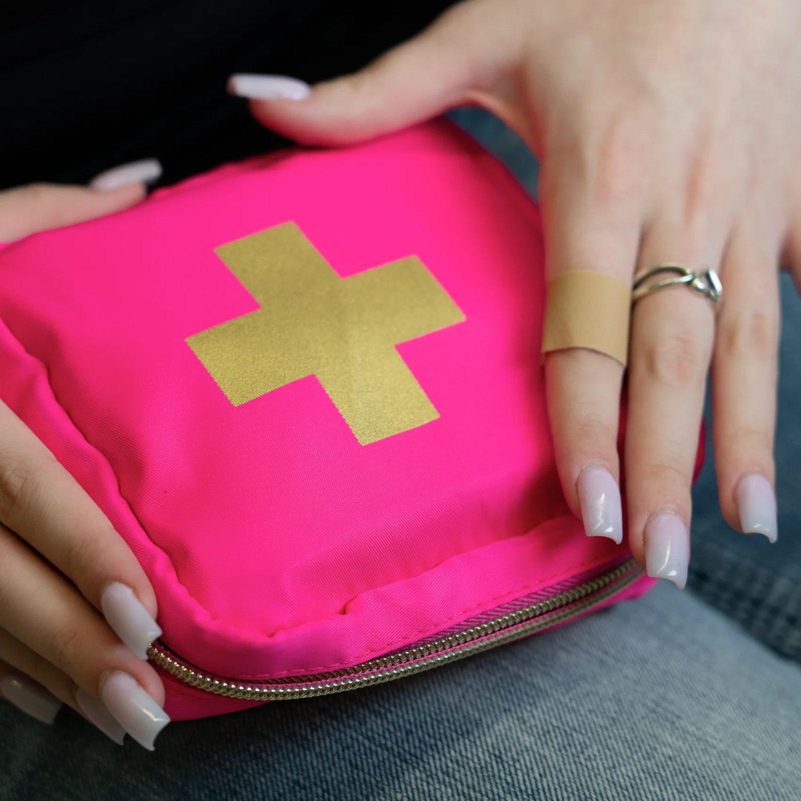 Car First Aid Kit – 90 Pieces Included, Pink, 1 Count, 5 in X 5 in 2 In