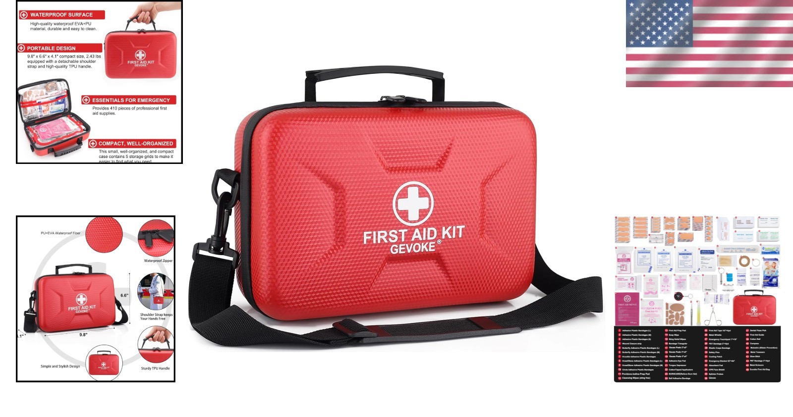 Portable First Aid Kit with 410 Emergency Supplies – Waterproof & Compact Design
