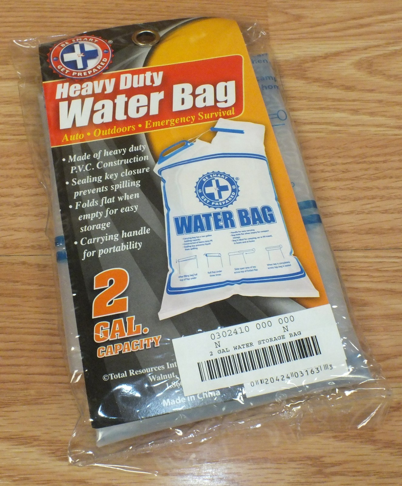 Be Smart Get Prepared 2 Gallon Capacity Heavy Duty Water Bag **NEW-READ**