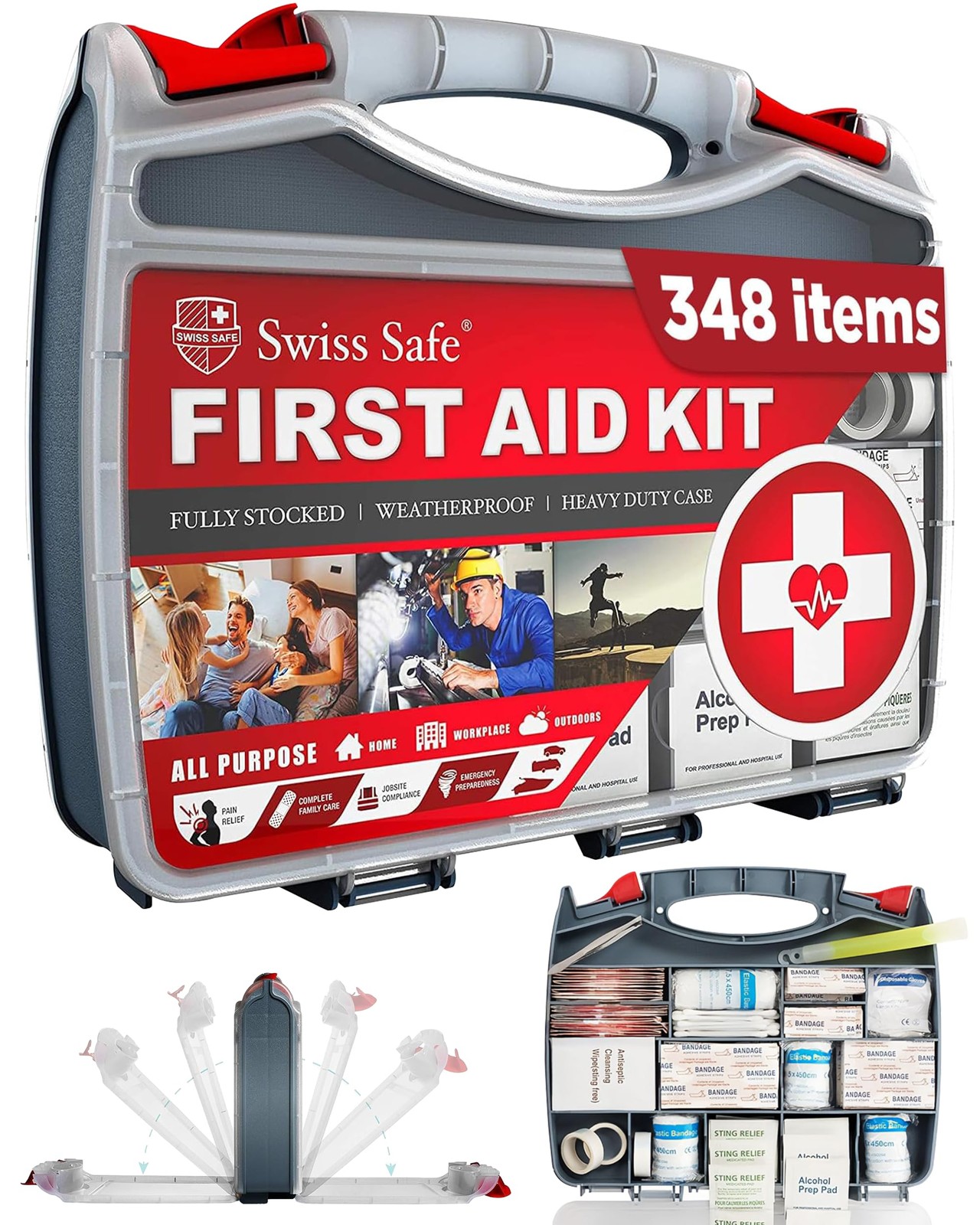 2-in-1 First Aid Kit for Car, Travel & Home, Businesses – Bonus Mini Kit for …