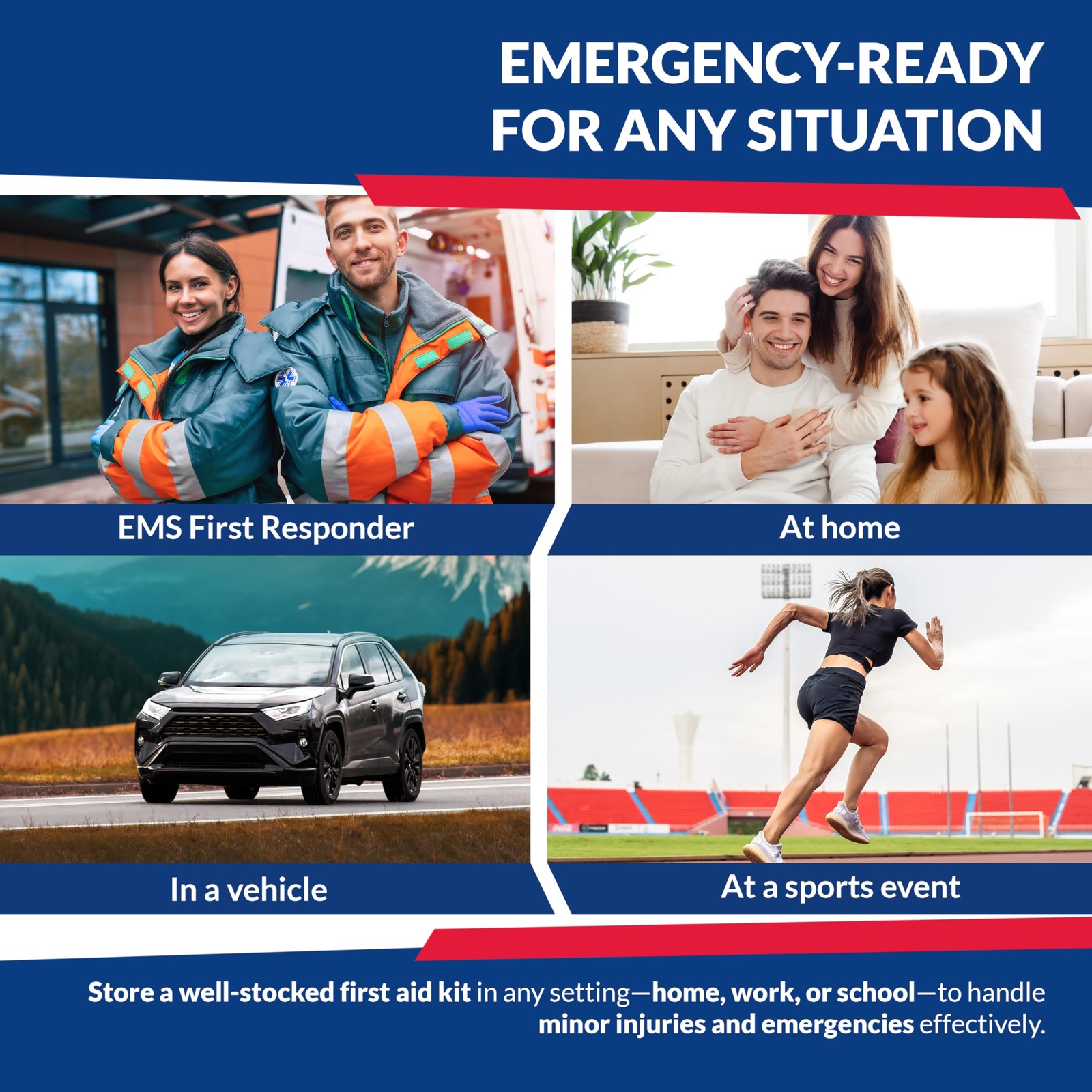 Trauma First Aid Kit 10.5" x 8.5" x 5" – Fully Stocked First Responder Bag