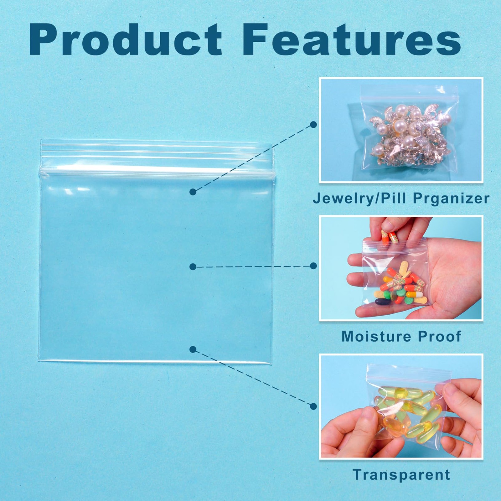 400 Packs Pill Bags 6 mil Sturdy 3×2.75 Pack of 400 (1 size), Full Clear-6mil