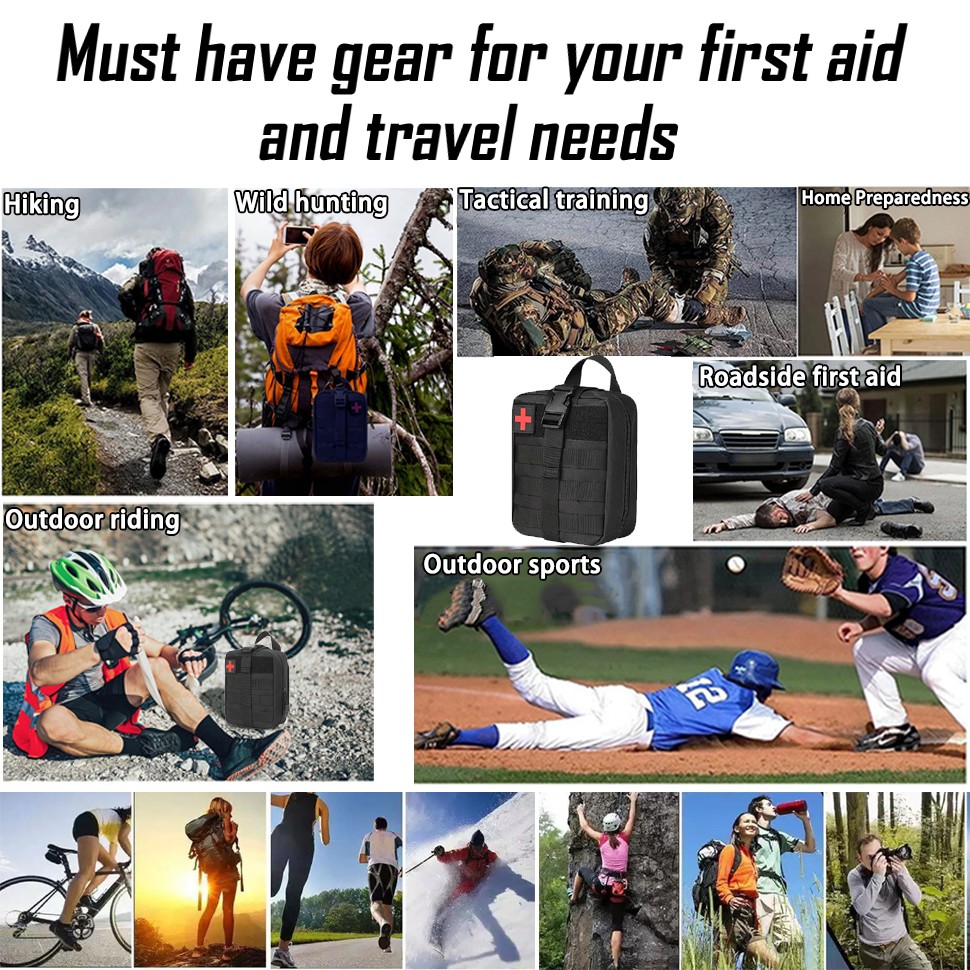 Tactical MOLLE Rip Away EMT Medical First Aid Kit IFAK Medic Pouch Utility Bag A