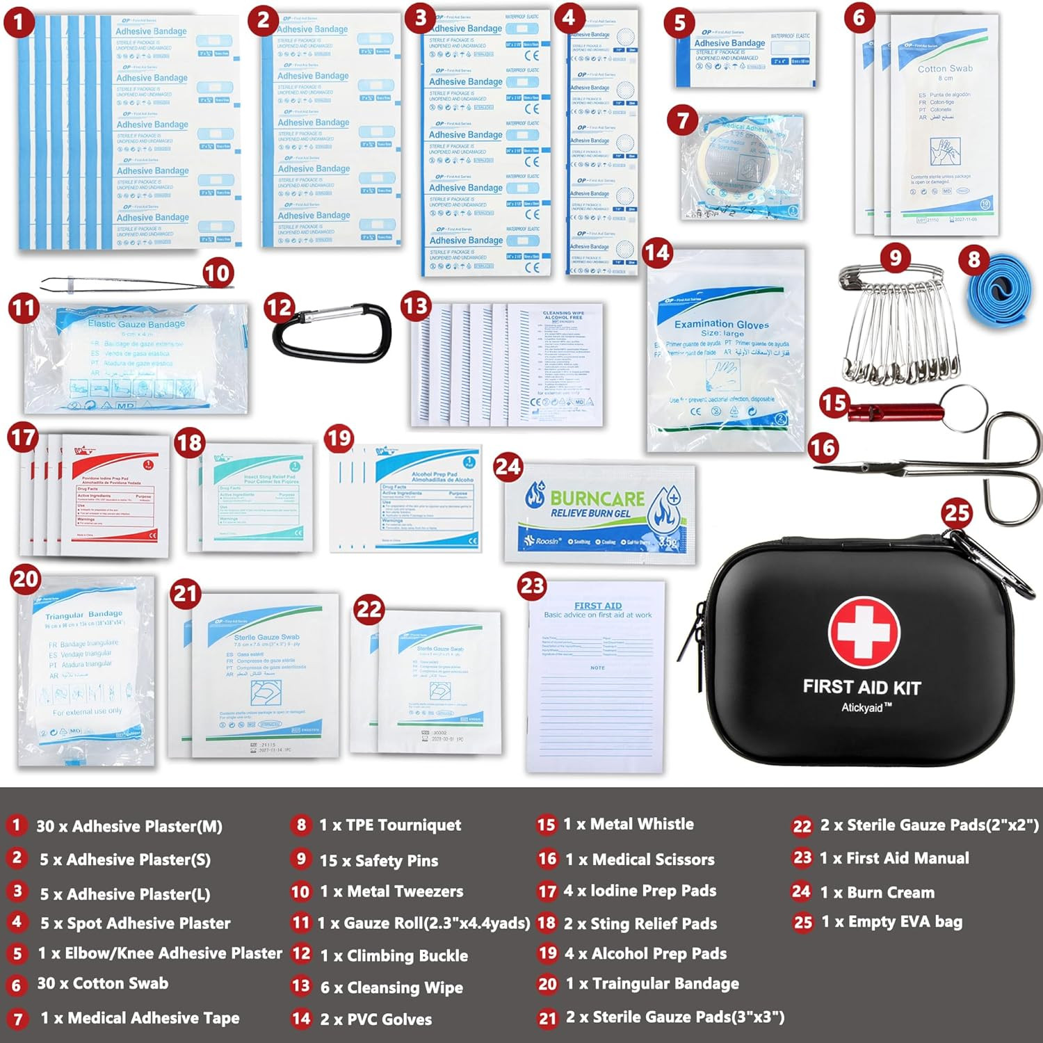 Mini First Aid Kit – 120 Piece Small Waterproof Hard Shell Medical Kit for Car,