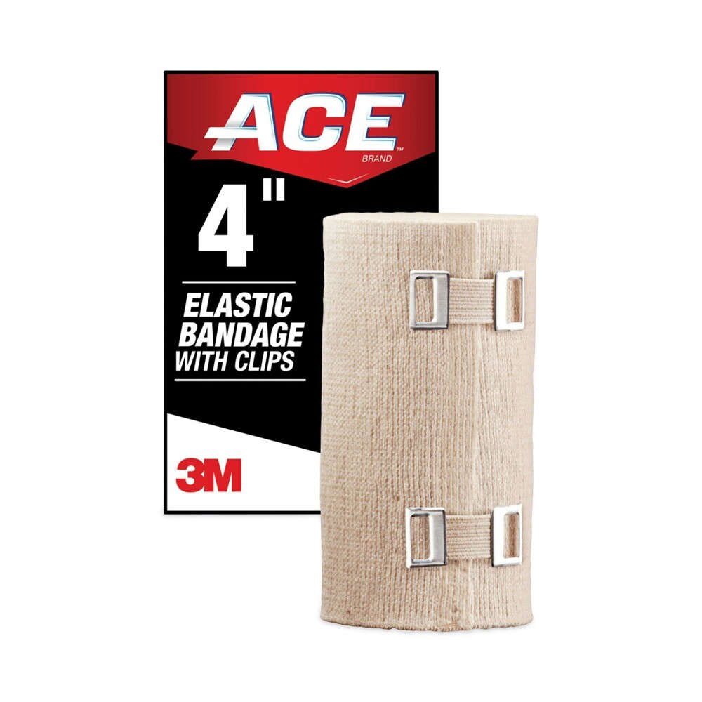 ACE 207313 4" x 64" Elastic Bandage with E-Z Clips New