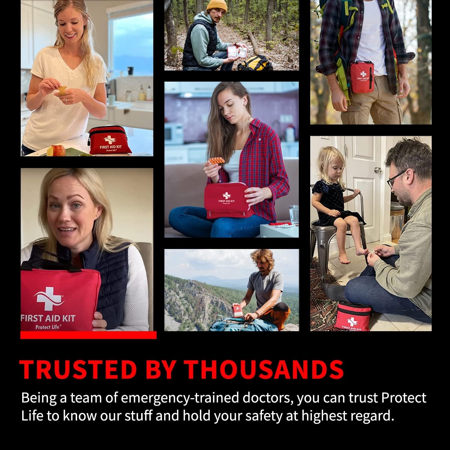 Protect Life First Aid Kit, Travel First Aid Kit for Car, 100 Piece Compact Emer