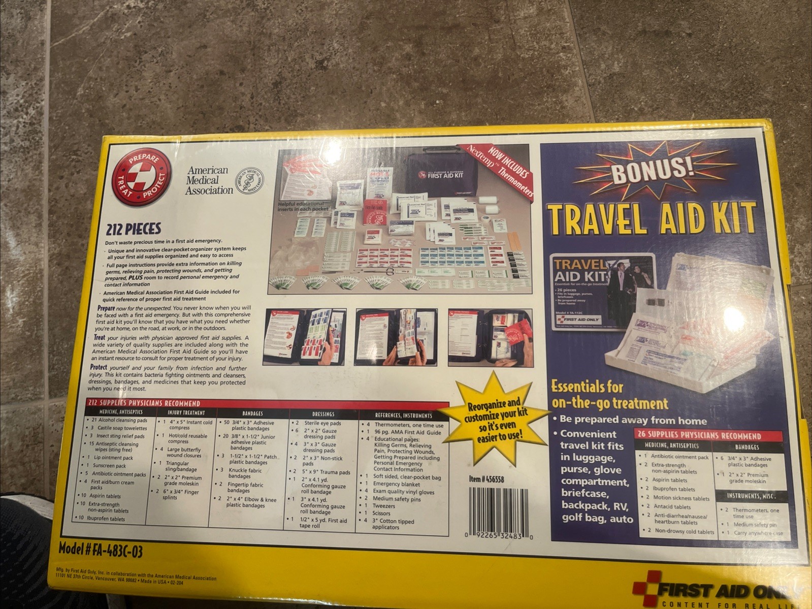 Travel Aid Kit / 212 Pieces / All Purpose & Outdoor / New