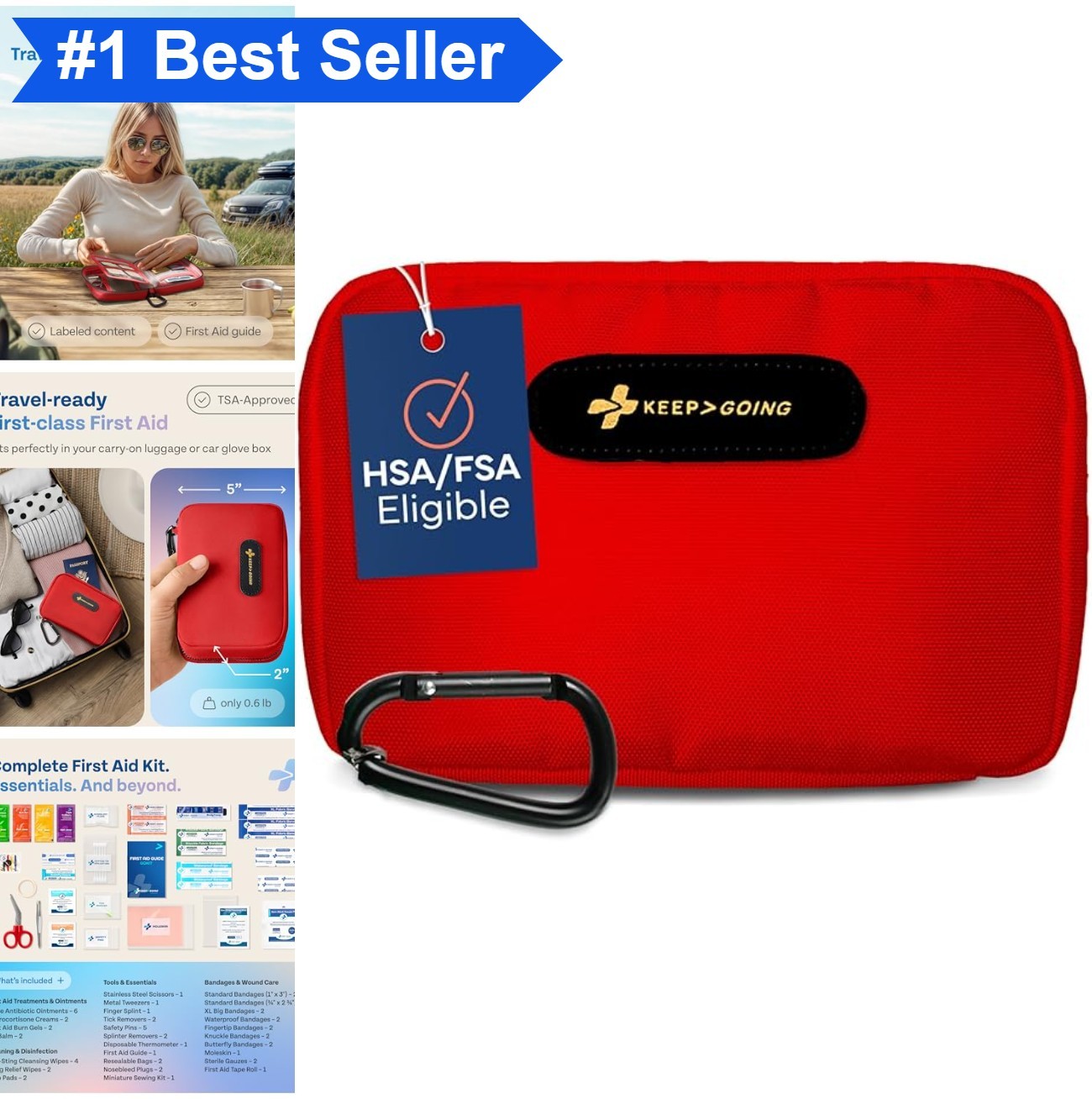 Travel First Aid Kit Compact TSA Approved for Car Home Hiking Camping Outdoor