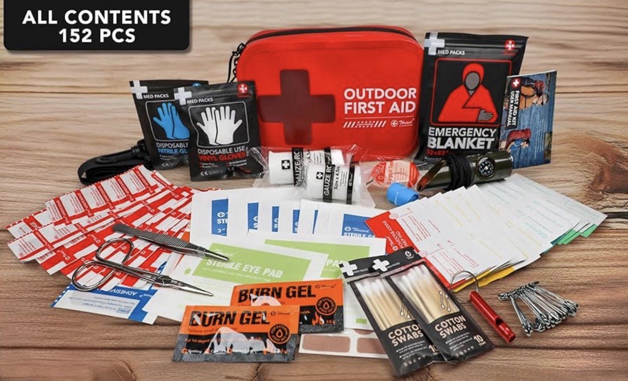 152 PCS Waterproof First Aid Kit, Portable Small Boat Dry Bag Bug Out Bag, Emerg