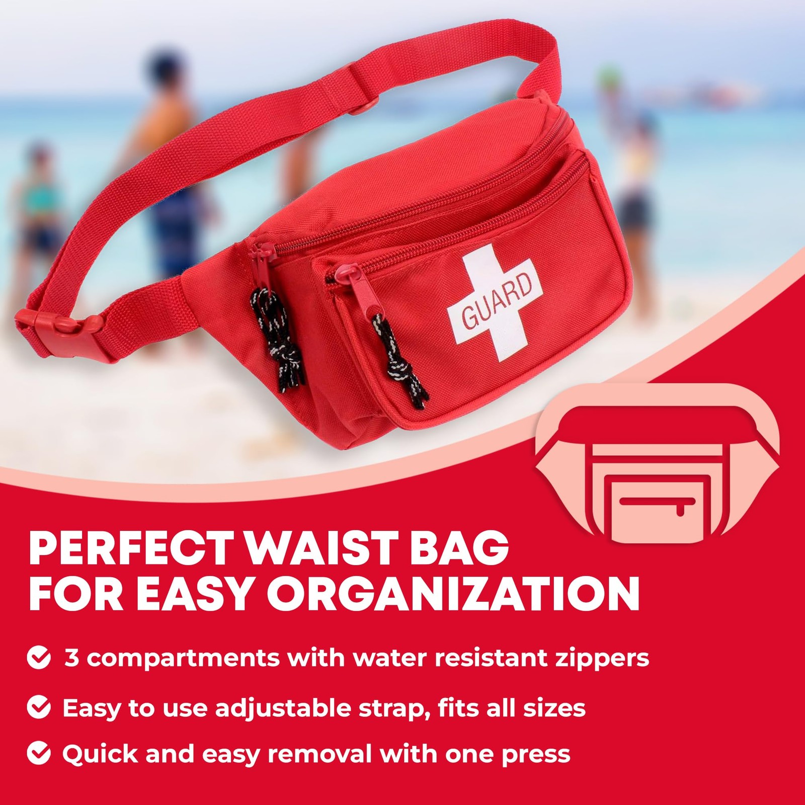 Ever Ready First Aid, Fanny Pack/Hip Pack, Fully Stocked 72 Piece Set
