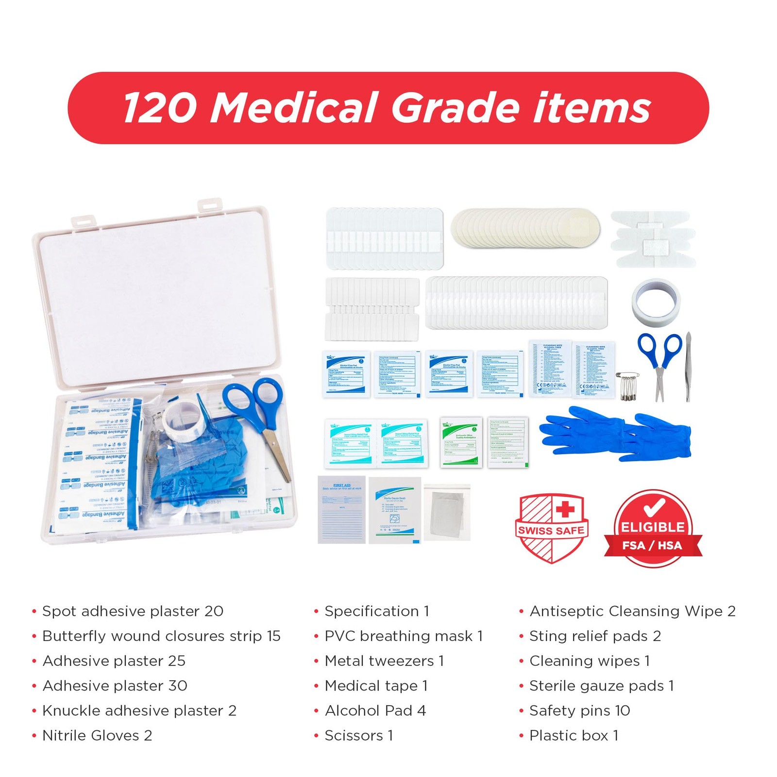 Mini First Aid Kit – 120 Pcs Compact Hard Shell Medical Kit for Home, Car, Tr…