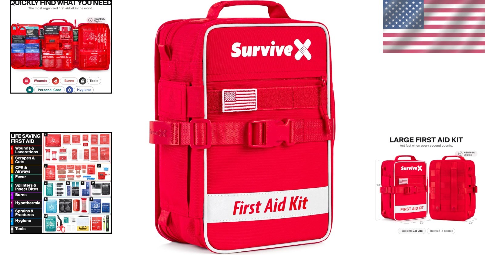 Waterproof Emergency First Aid Kit with Advanced Wound Treatment – 240 Supplies
