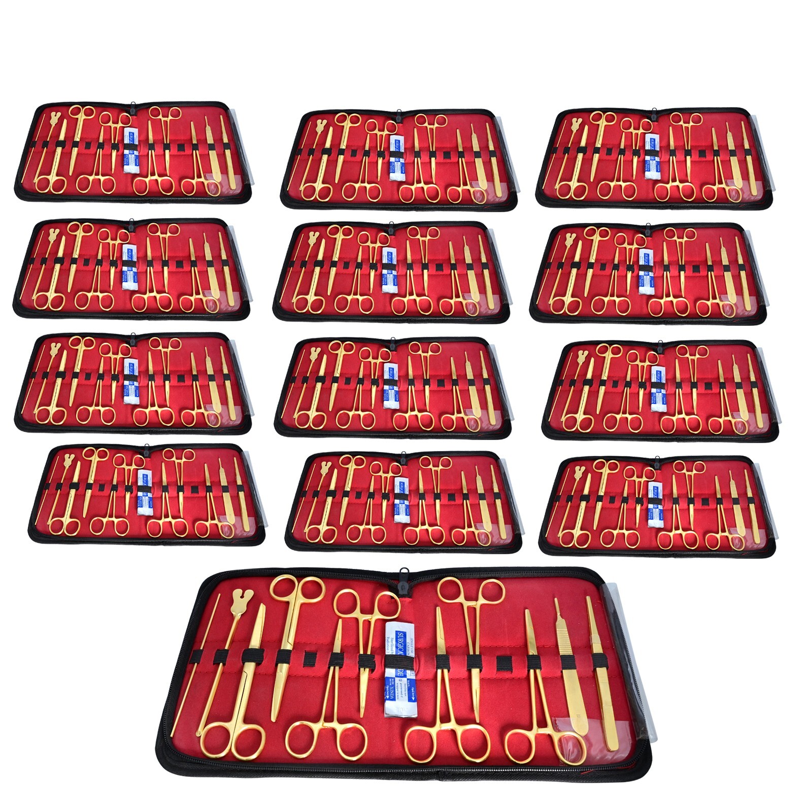 120 Sets of 12 Pcs Minor Surgical Instrument Kit Emergency First Aid Gold Color