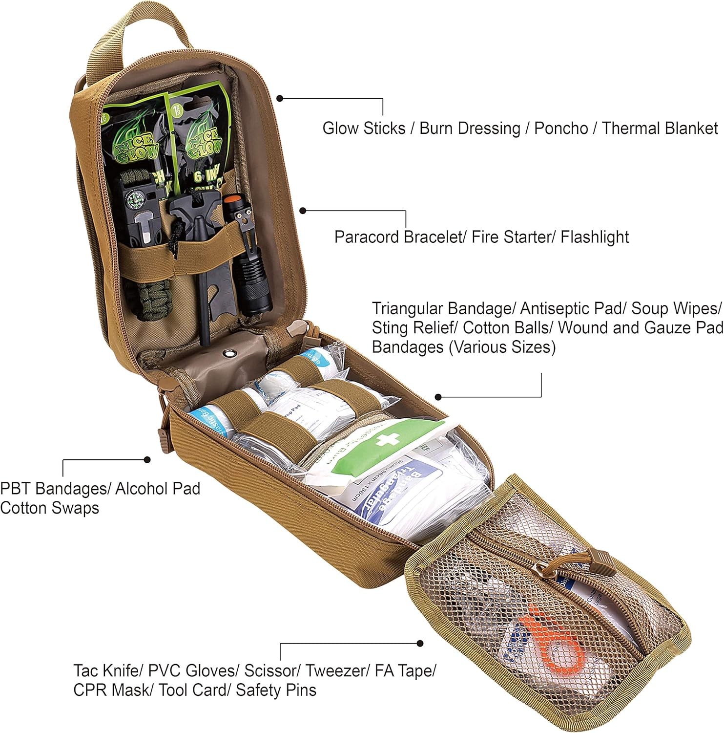 250PCS Survival First Aid Kit IFAK EMT Molle Pouch Emergency Trauma Bag