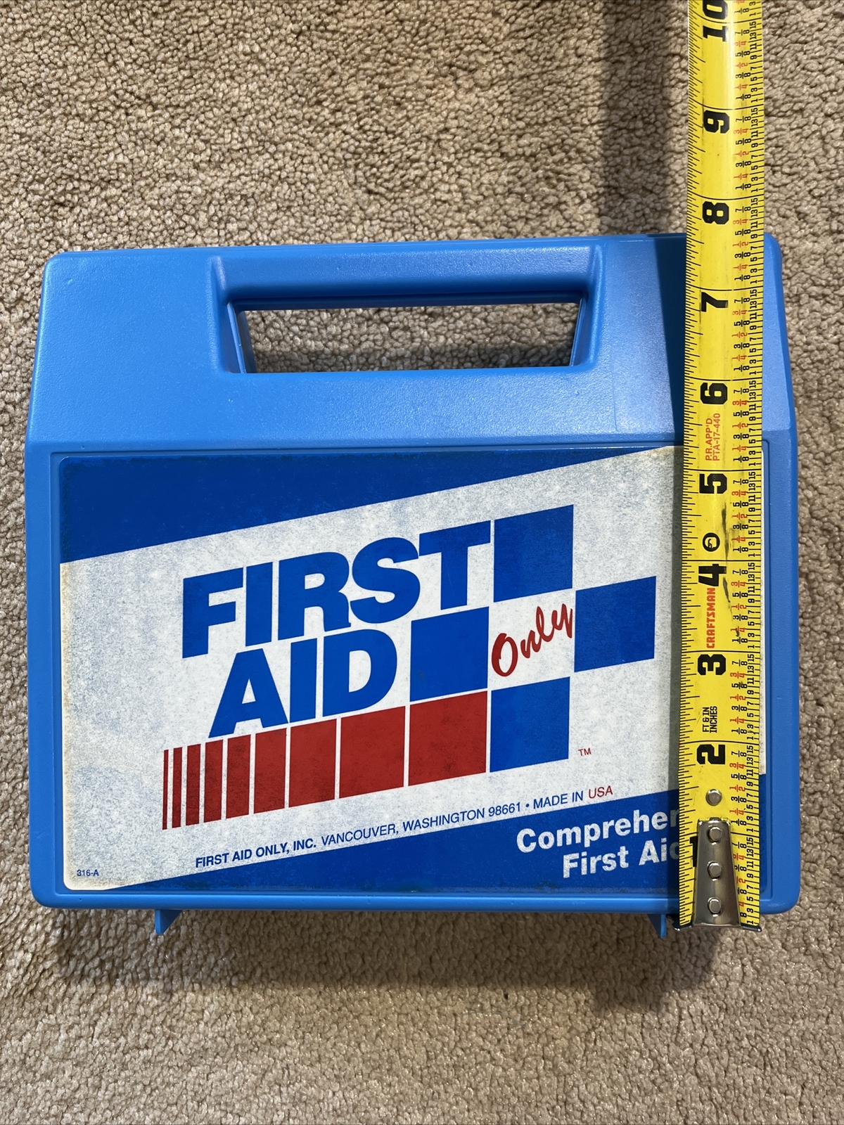 VINTAGE First Aid Only Inc 9” X 8” Comprehensive Pak Case BLUE * MADE IN THE USA