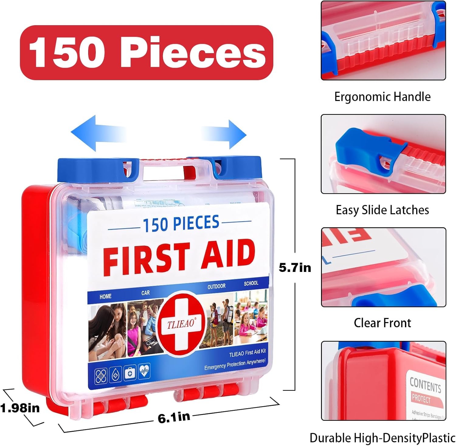 Mini First Aid Kit – 150 Pieces Emergency Medical Kit for Home, Car, Travel, Cam