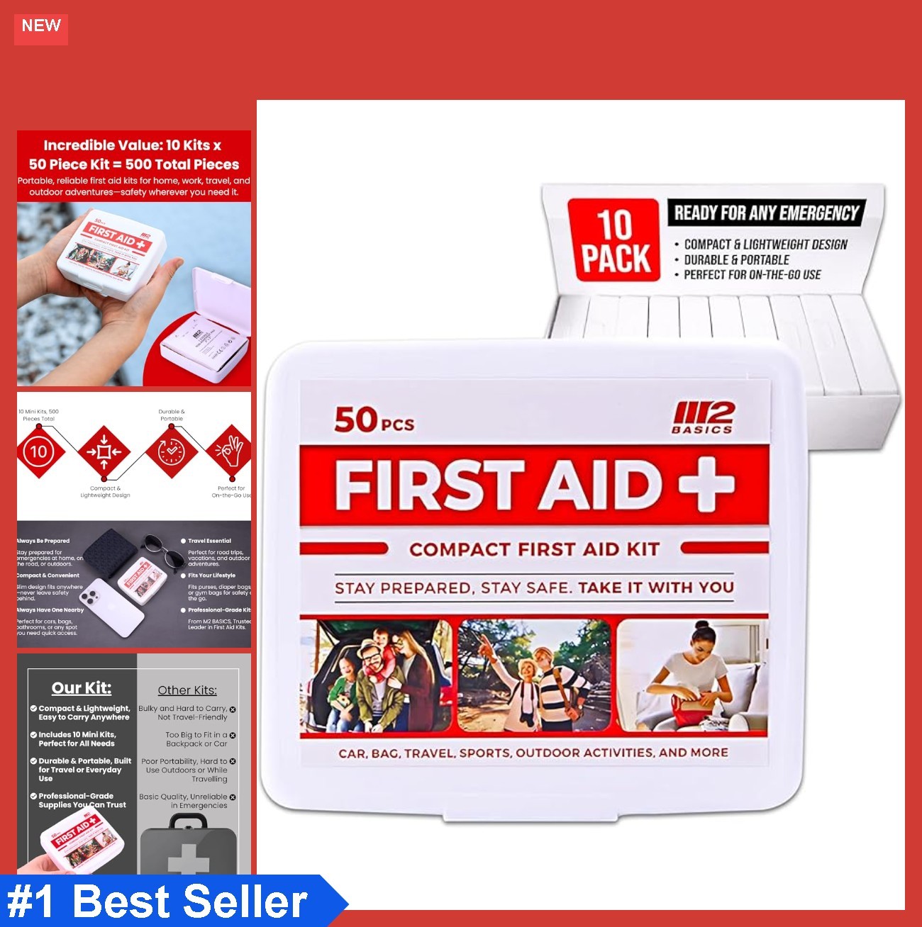 Mini First Aid Kit Bulk Pack 10 Pack 500 Pieces Car Travel Home Donation