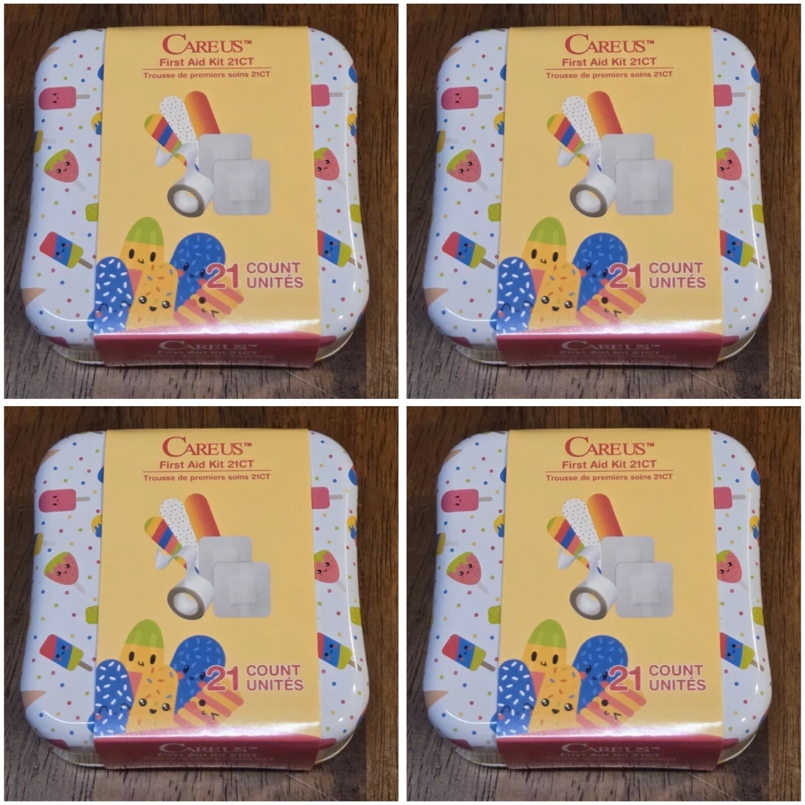 4pk NEW CareUs First Aid Kit Welly Dupe!! 21 Piece Kit! Ice Cream Design!