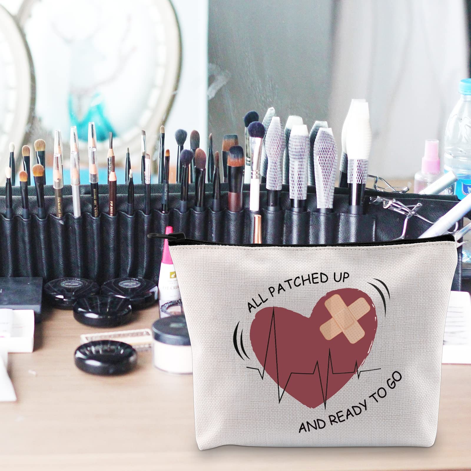 POFULL Heart Warrior Cosmetic Bag – Open Surgery All Patched up bag