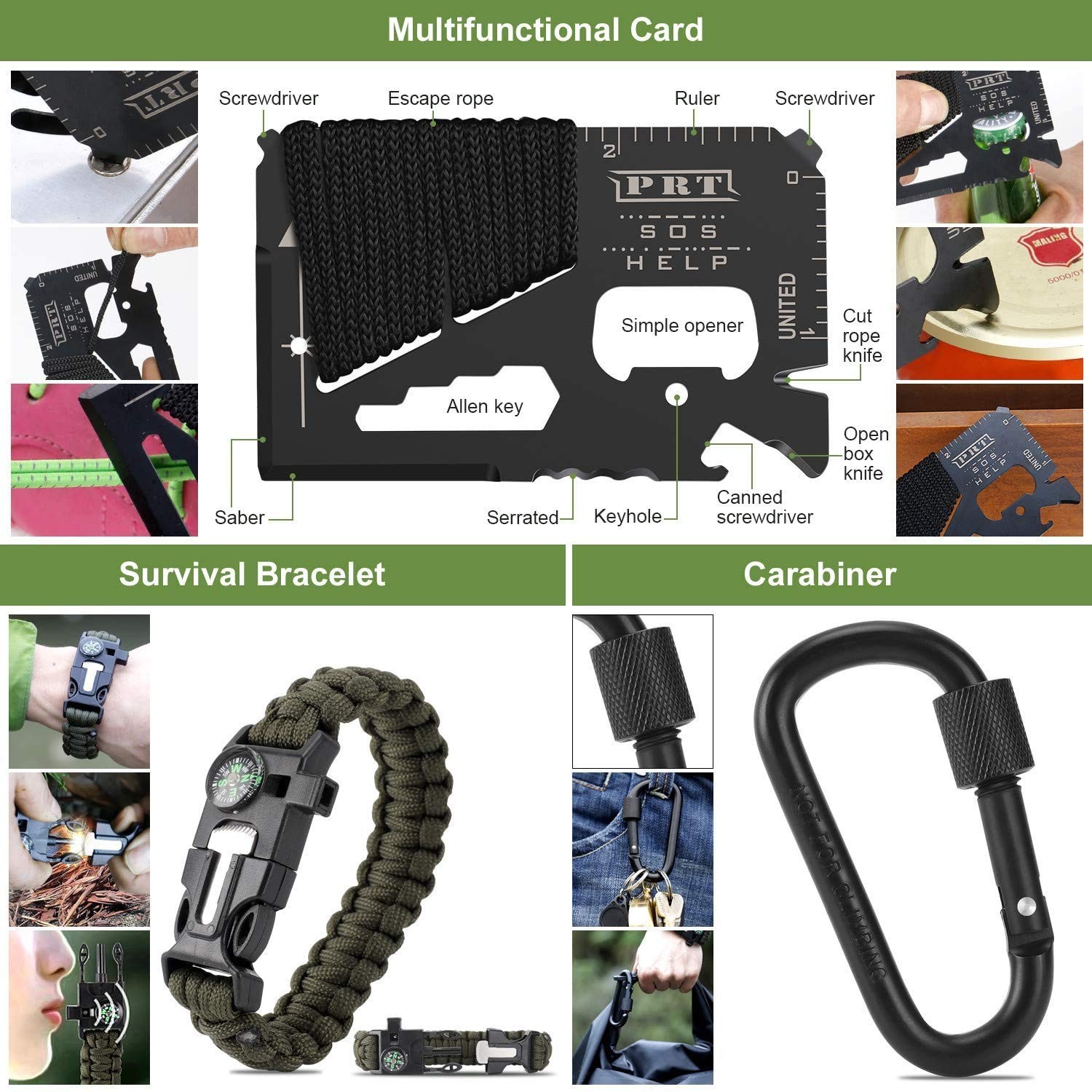 Emergency Kit 22-in-1 Camping Hiking Outdoor Gear Tactical Compass Knife Set