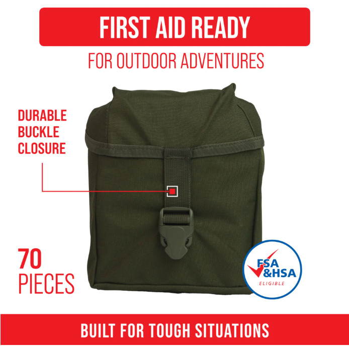 Elite Wilderness First Aid Kit, 70 Pieces, Emergency Medical Supplies