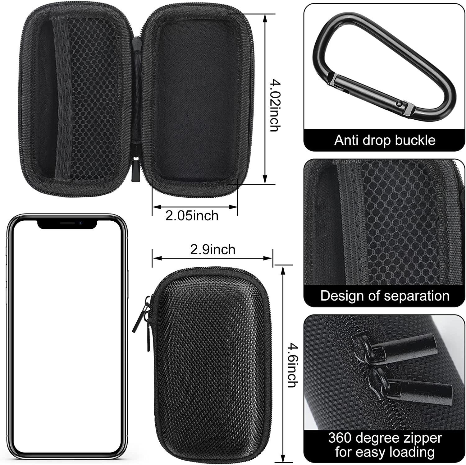 4 Pcs Asthma Inhaler Travel Case Hearing Aid Case Earbud Case Portable Zipper Ca