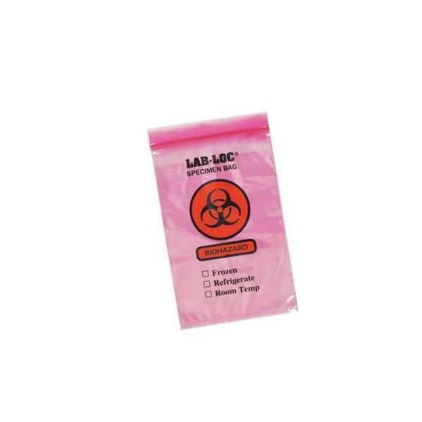 Specimen Transfer Bag, 9 In. L, Pk1000, Color: Red, Lab20609re