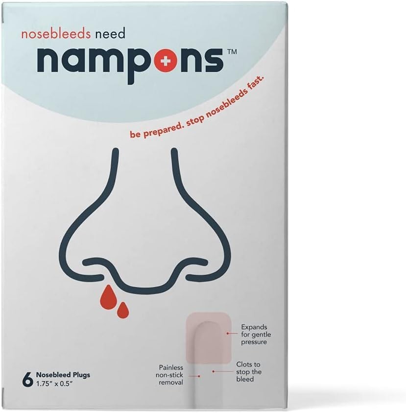 Nampons Nosebleed Stoppers – 6 Nose Bleed Plugs with Clotting Agent to Stop