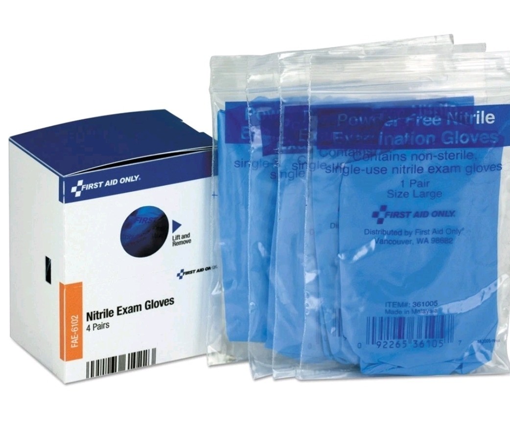 First Aid Only FAE6102 Nitrile Exam Gloves Refill (4/BX) Brand New!