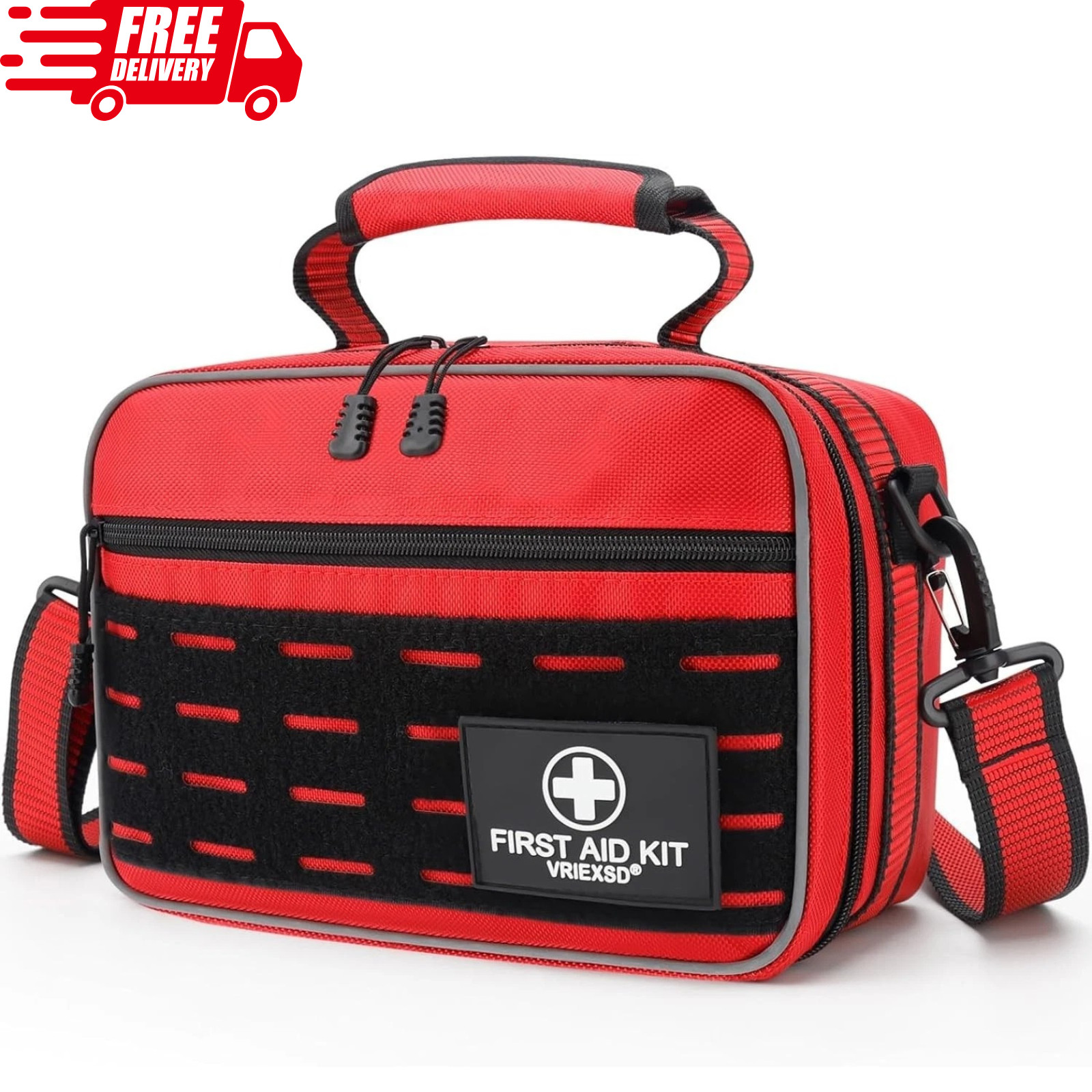 Tactical First Aid Kit – Emergency Medical Trauma, 450 PC Survival Pack, Camping