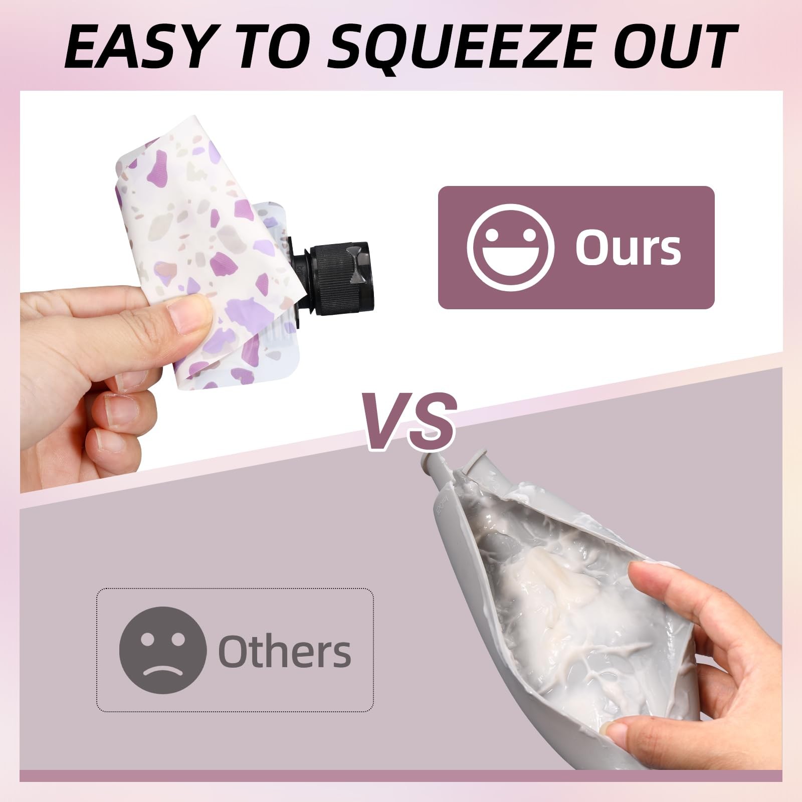 ASEVAT 3 oz Leak Proof Empty Squeeze Pouches, Refillable Travel 6 pack, Pink1