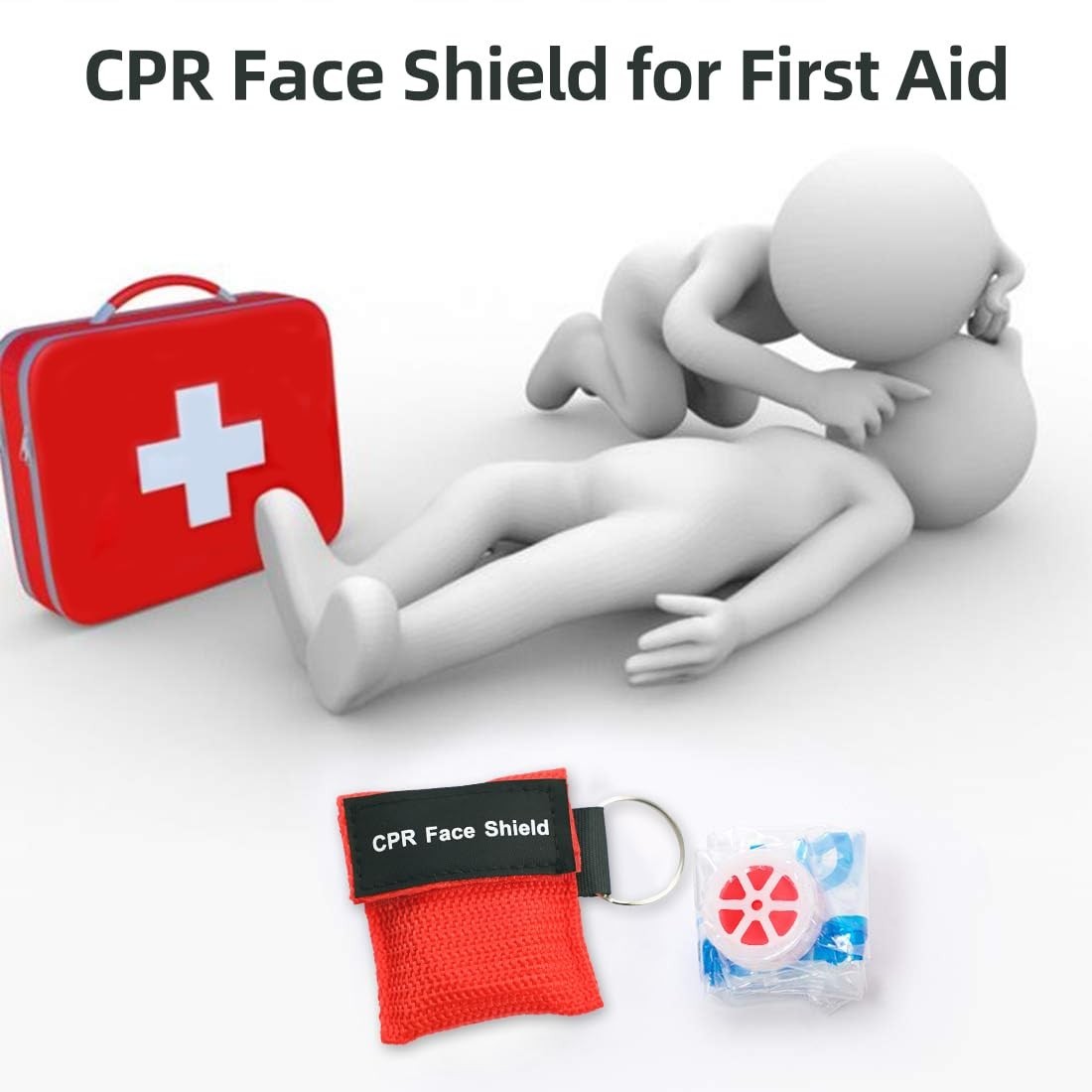 50 Packs CPR Pocket Mask, CPR Face Shield for Keychain, One-Way CPR Emergency…