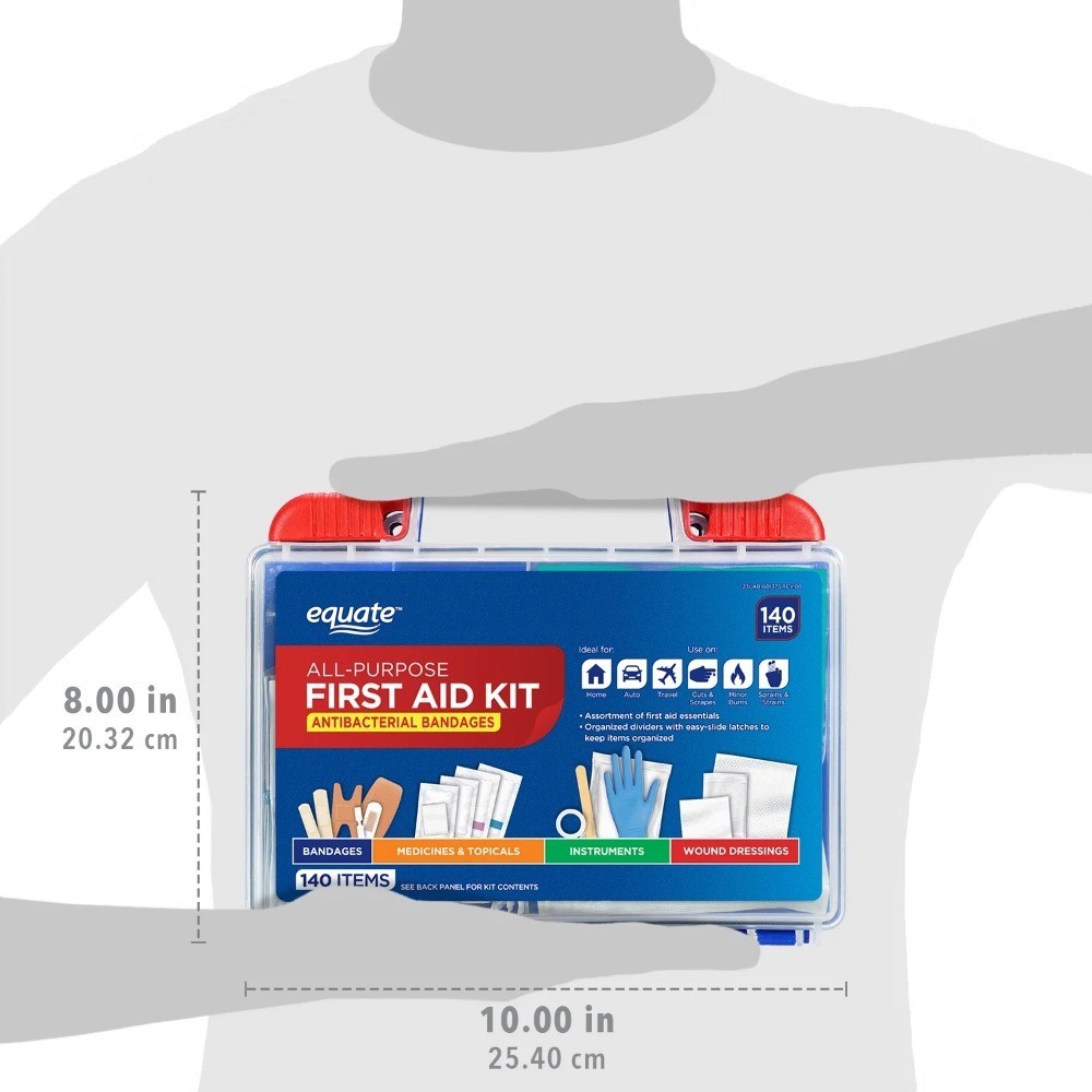 All-Purpose First Aid Kit with Antibacterial Bandages 140 Piece Emergency
