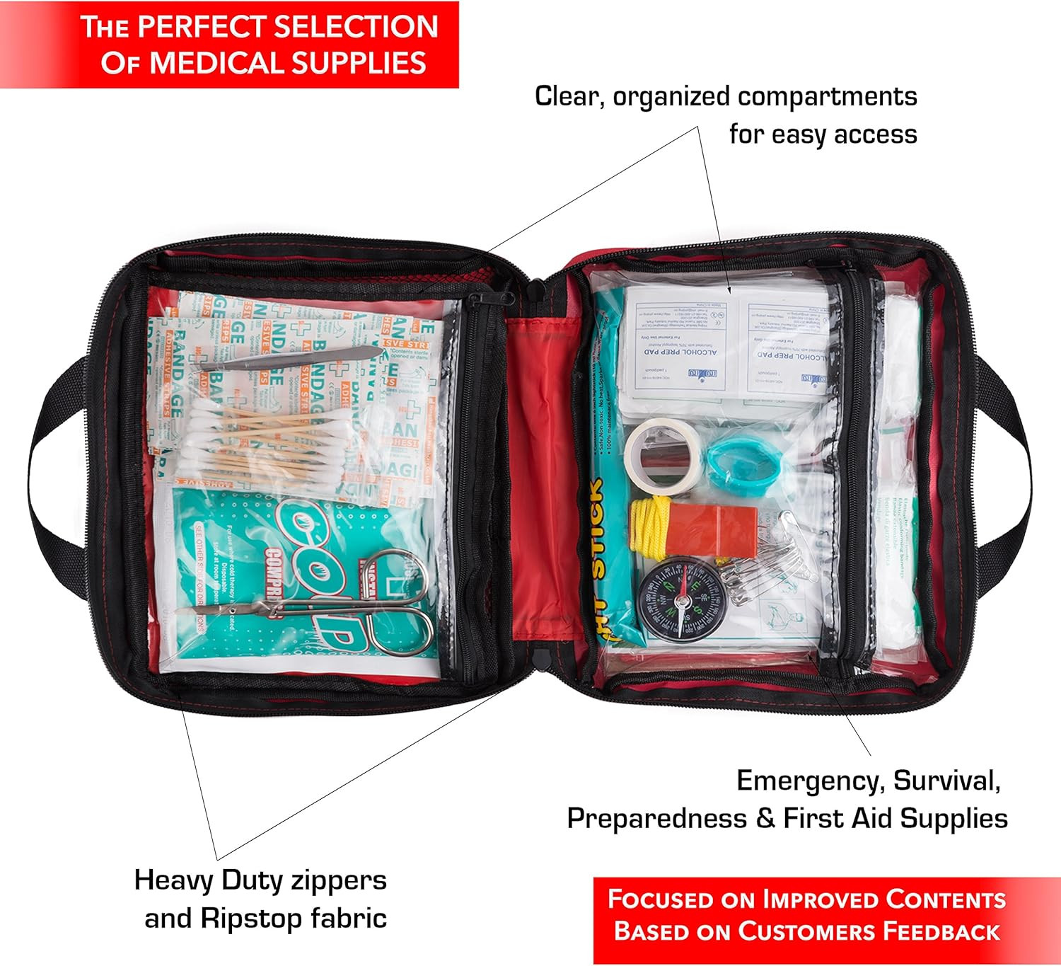200 Pcs First Aid Kit, Emergency Kit for Office Setting, Medical Kit Supplies
