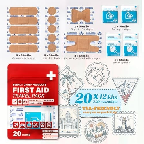 Portable Travel First Aid Kit | 12 Pack Mini Bandages & Essentials | Compact Wat
