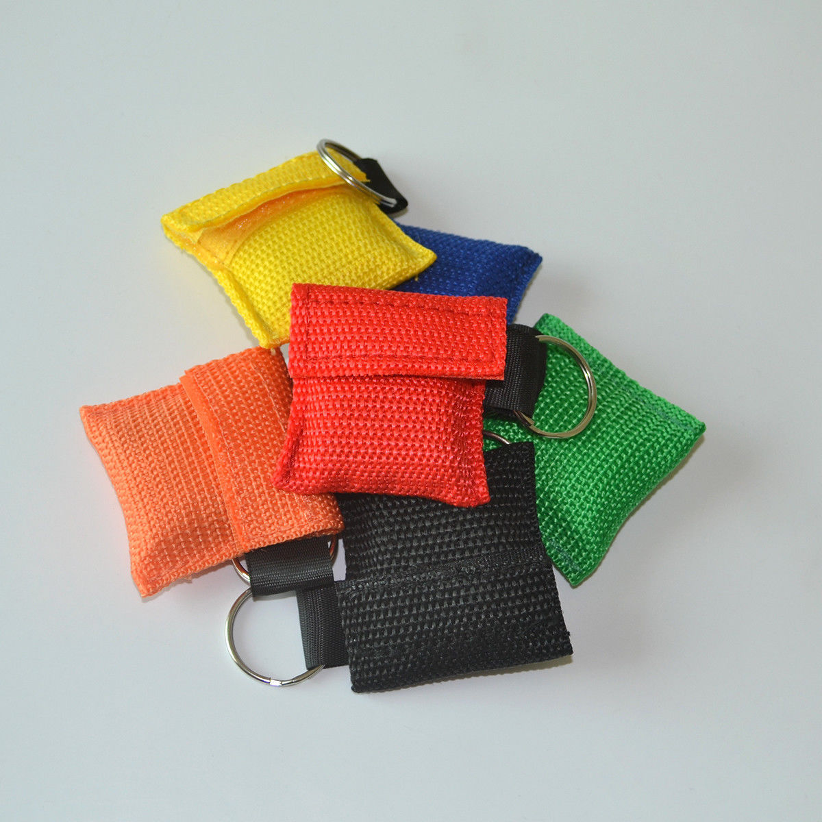 6pcs No Label CPR Transparent First Aid face shield 6 Colors Nylon Keychain