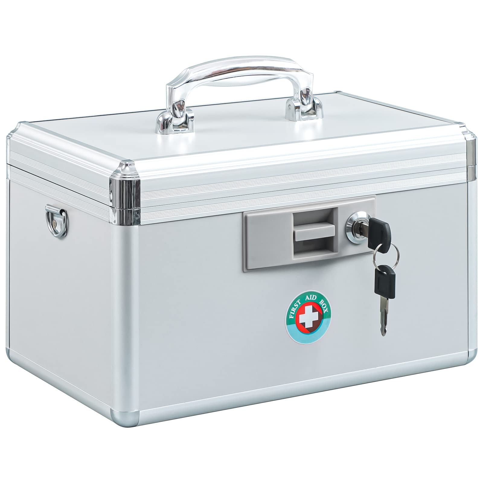 KYODOLED Locking Key Medicine Box,First Aid Safe Box Medium-12in, White