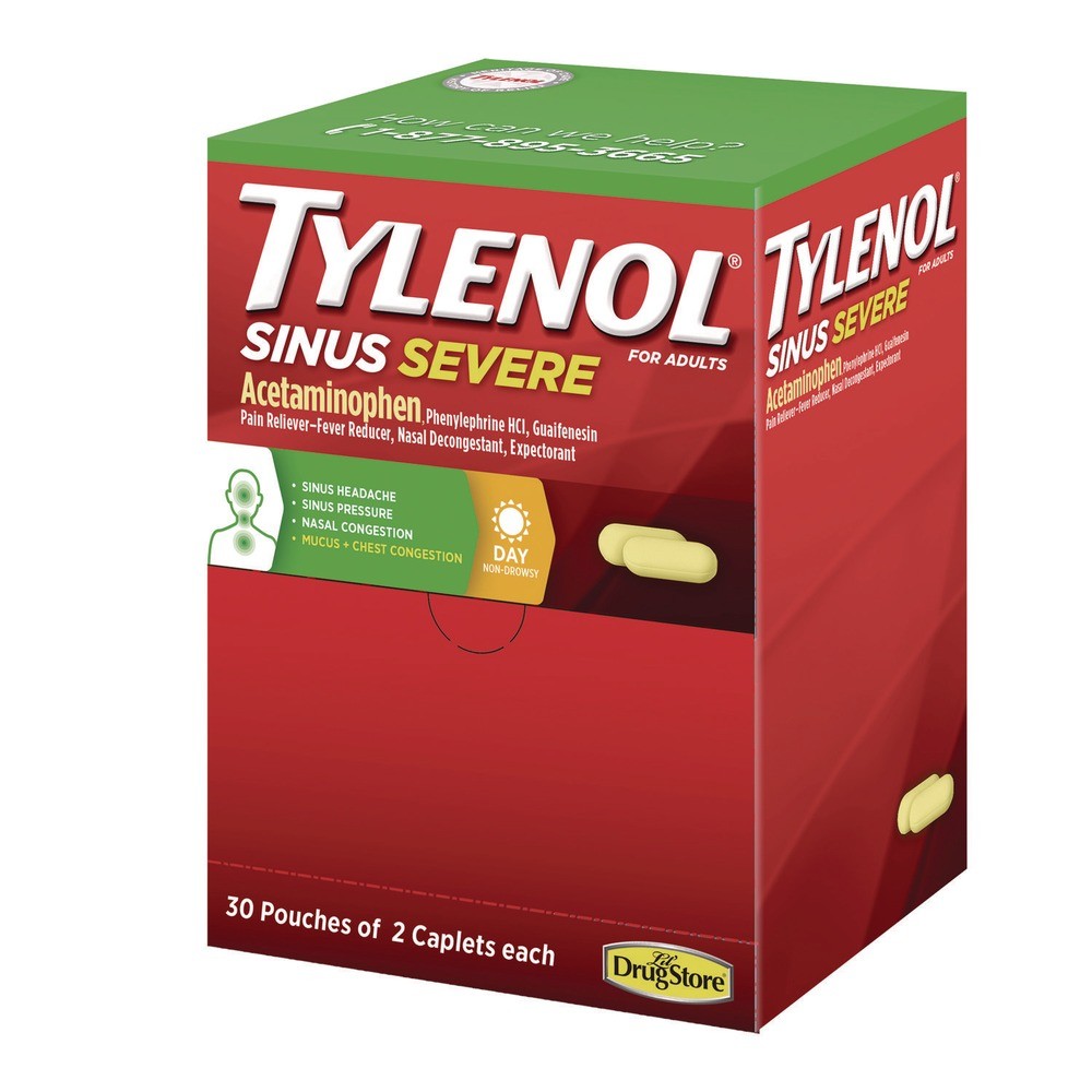 Tylenol 64578 Sinus Severe Acetaminophen Pain Reliever Caplet (30/Box) New