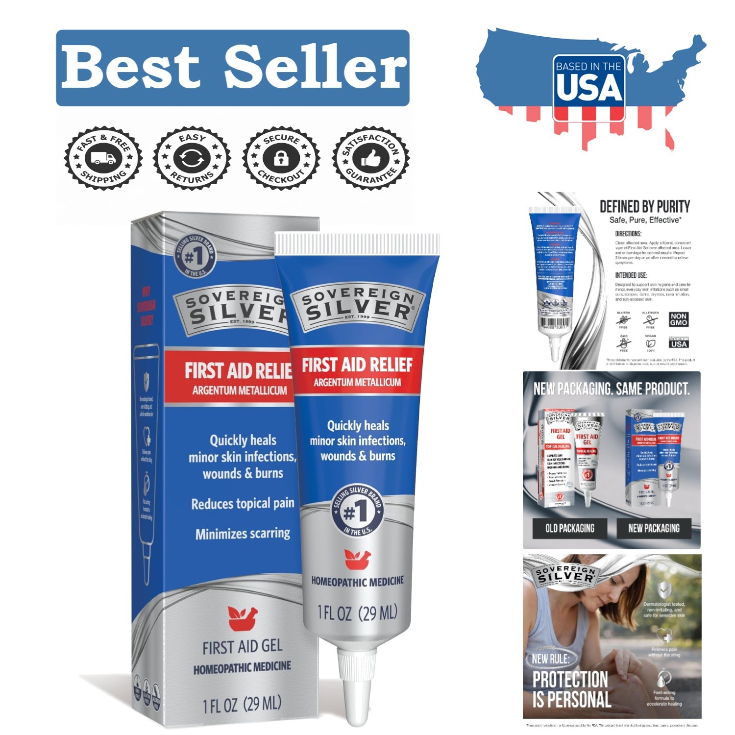 Gentle First Aid Gel for Minor Irritations – 1 Fl Oz Skin Healing Solution