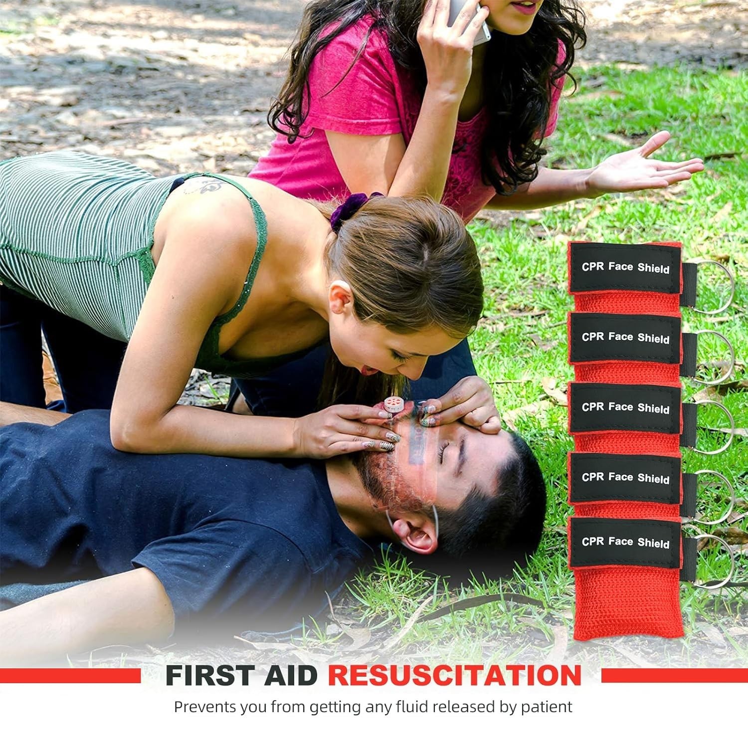 50 Packs CPR Pocket Mask, CPR Face Shield for Keychain, One-Way CPR Emergency…
