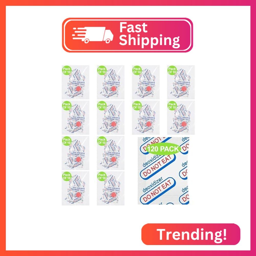 SD Queen 120-Pack 100cc Oxygen Absorbers for Food Storage – Vacuum Sealed in 10-