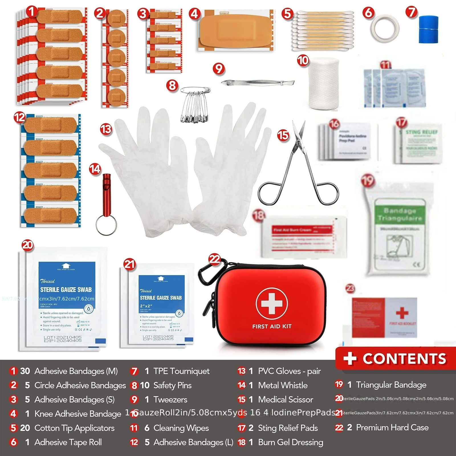 First Aid Kit Complete, 104Pcs Water-Resistant Hard Shell Small Case For Travel