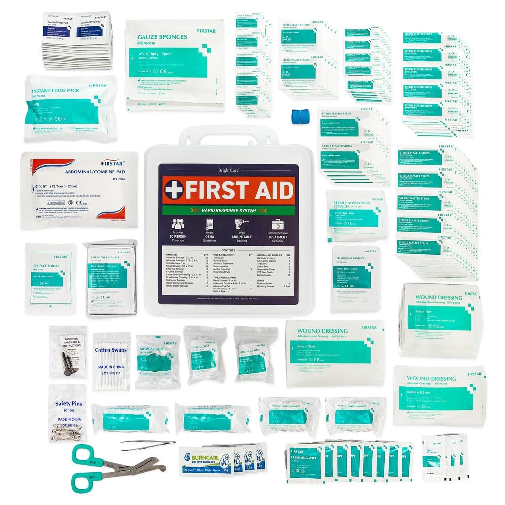 Professional First Aid Kit for Workplace, Wall Mountable & Portable with Hard Ca