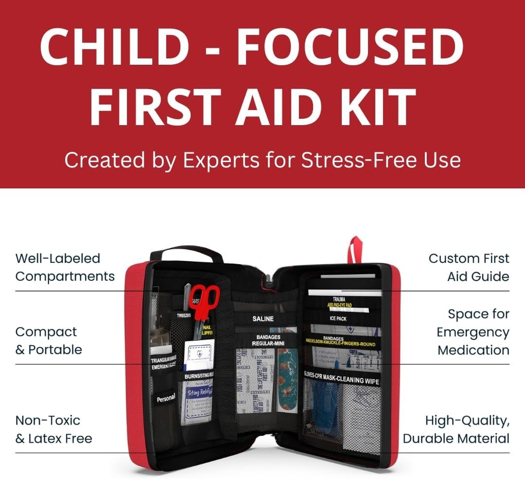 Comprehensive Kids First Aid Kit with CPR Shield – Perfect for Home & Travel Use