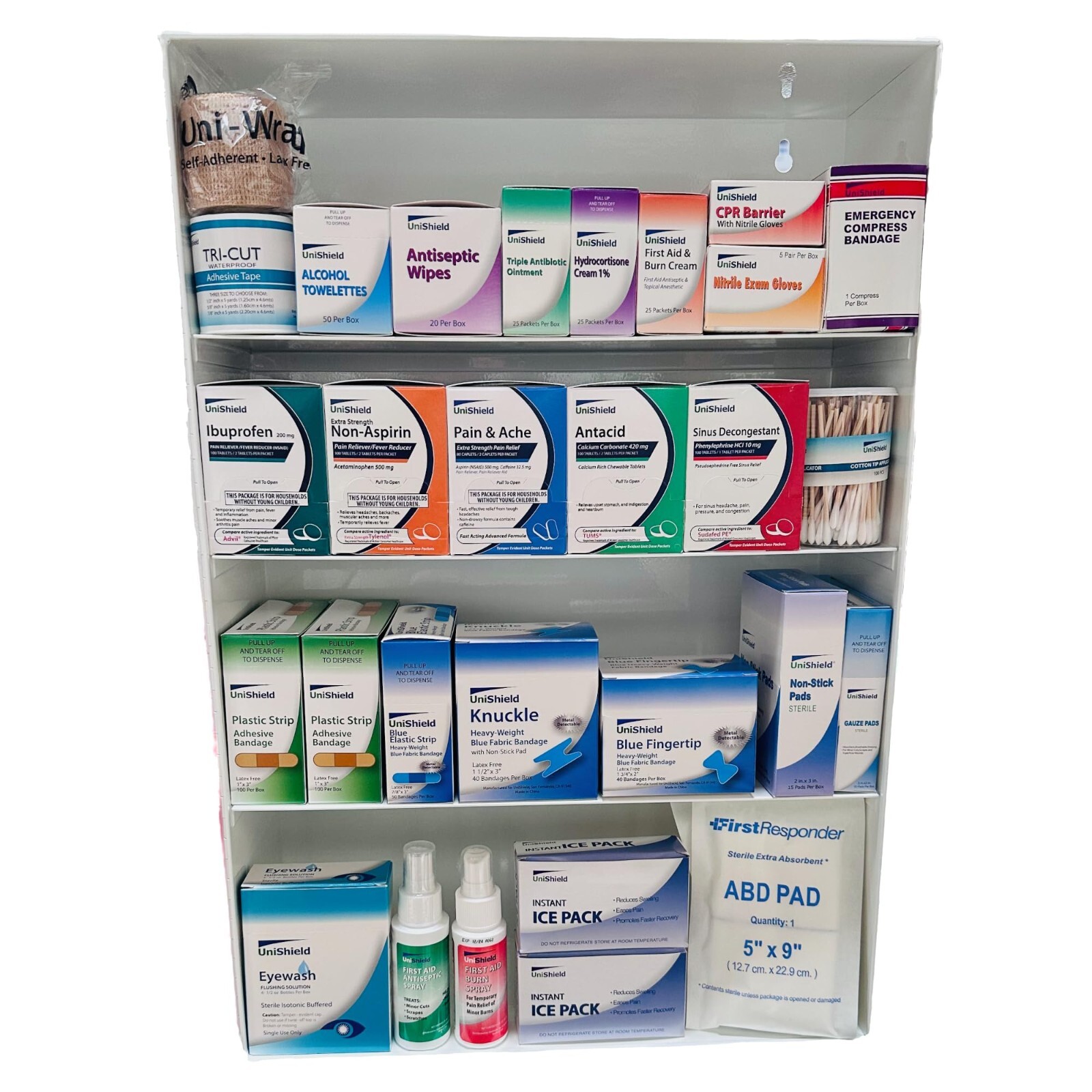 UniShield Class A 4-Shelf Cabinet, 1st Aid Large Wall Mount Cabinet – 1500 Pcs