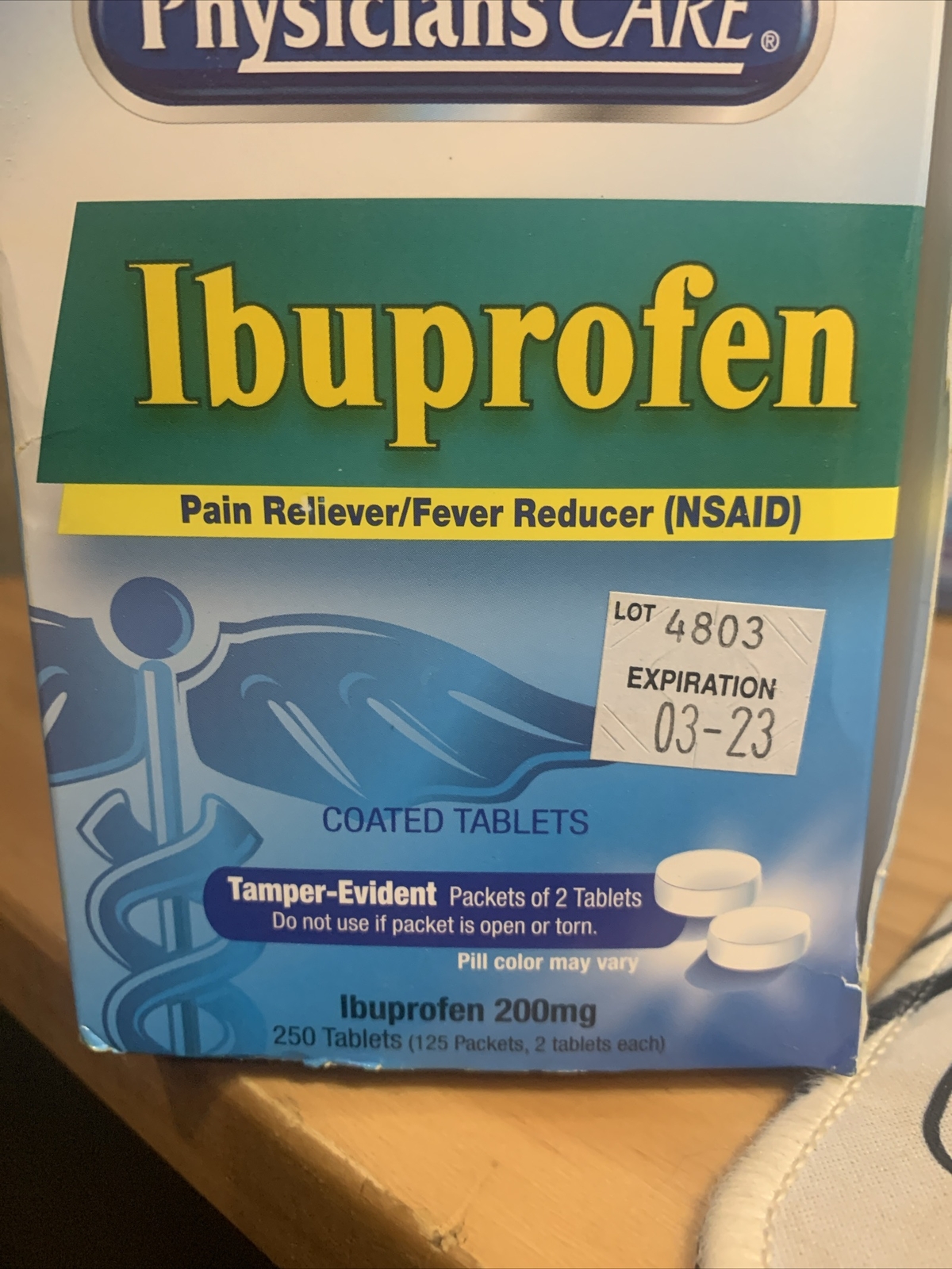 Ibuprofen 2Tabs/Pk250Tabs/Box, EACH, , 2 tablets pr pac
