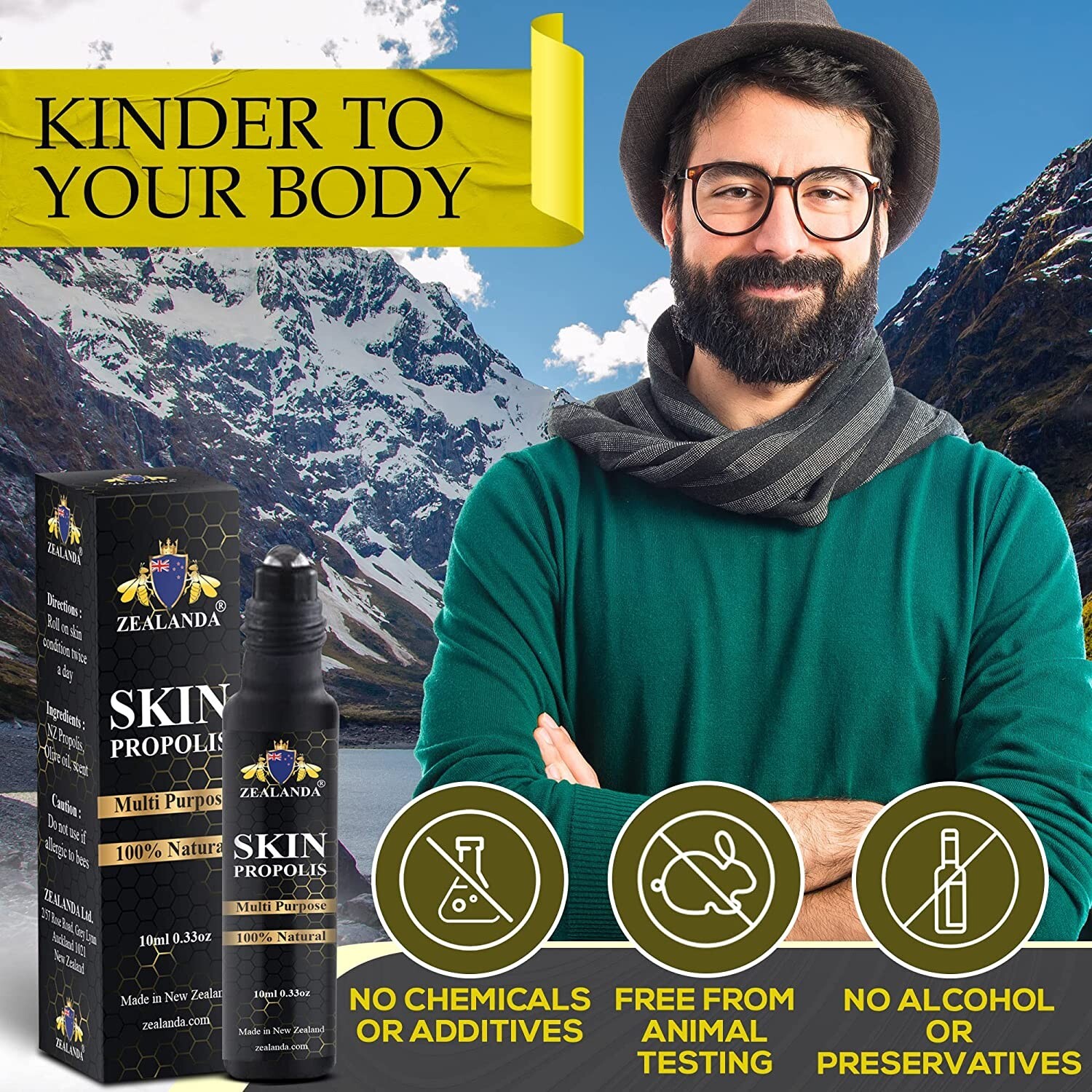 Skin Propolis, Multi Purpose 100% Natural, Alcohol-Free for Acne, Pimple, Eczema