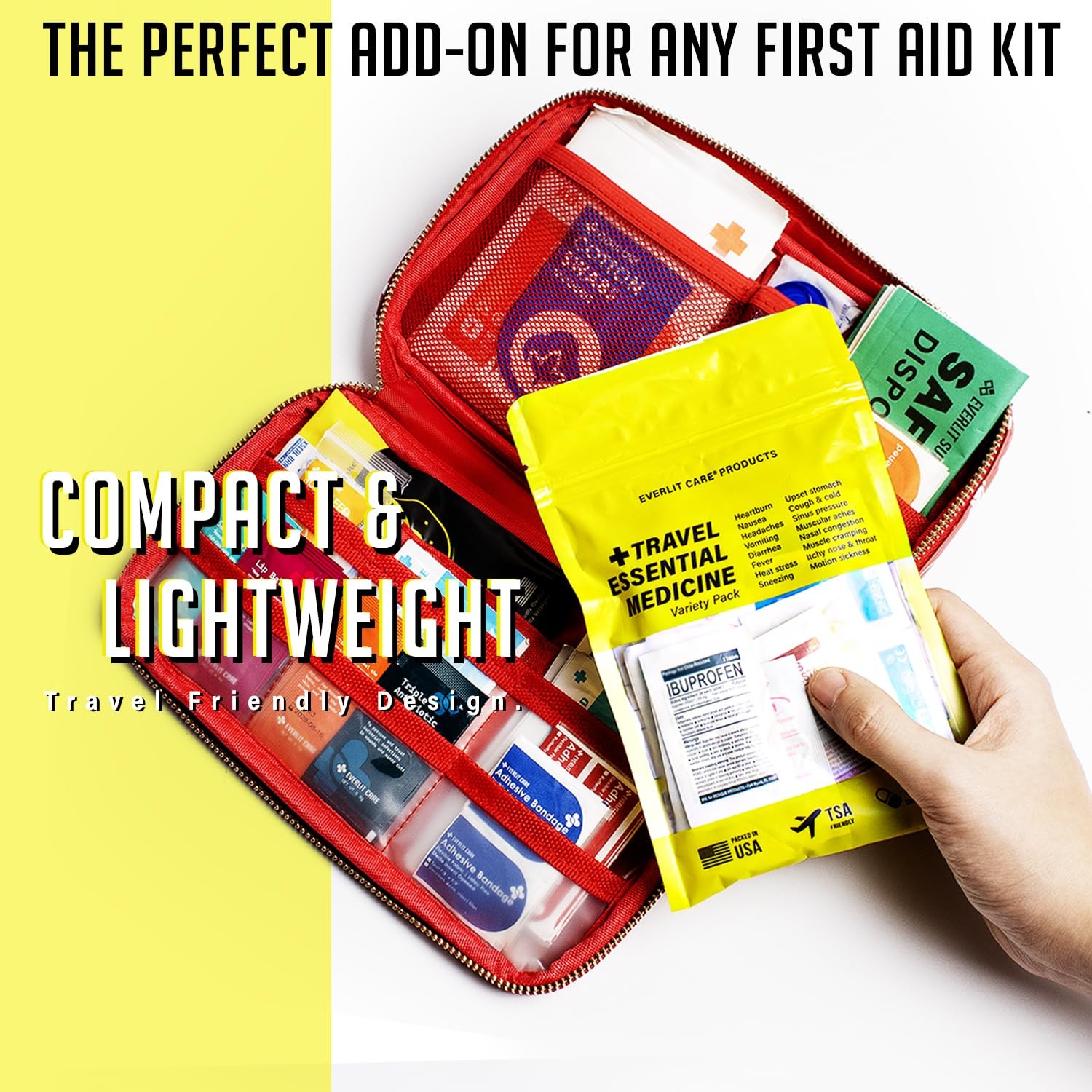 Travel Essential Medicine First Aid Kit I Bonus Medical Supplies I TSA Compli…