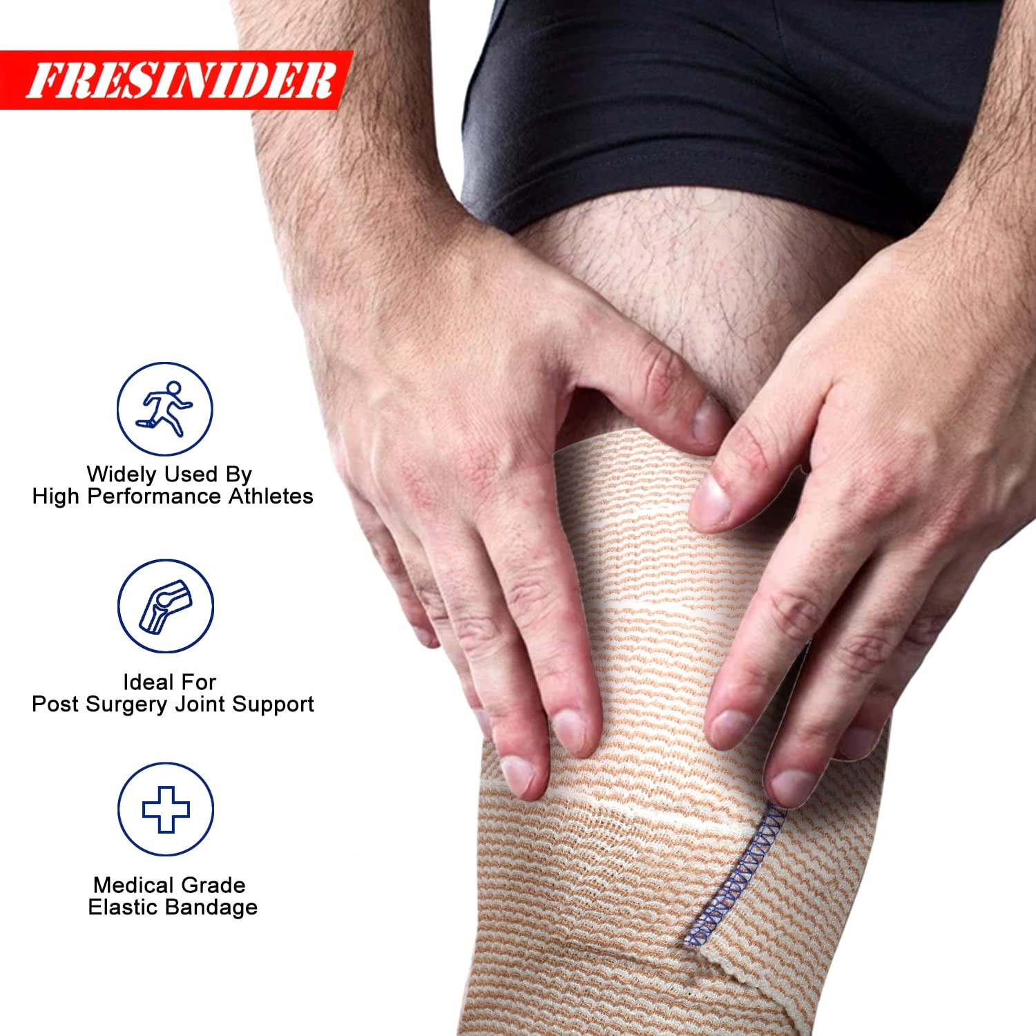 FRESINIDER Premium Elastic Bandage Wrap, 6 Pack 4" 4 Inch Wide, 6 X 4 Inches