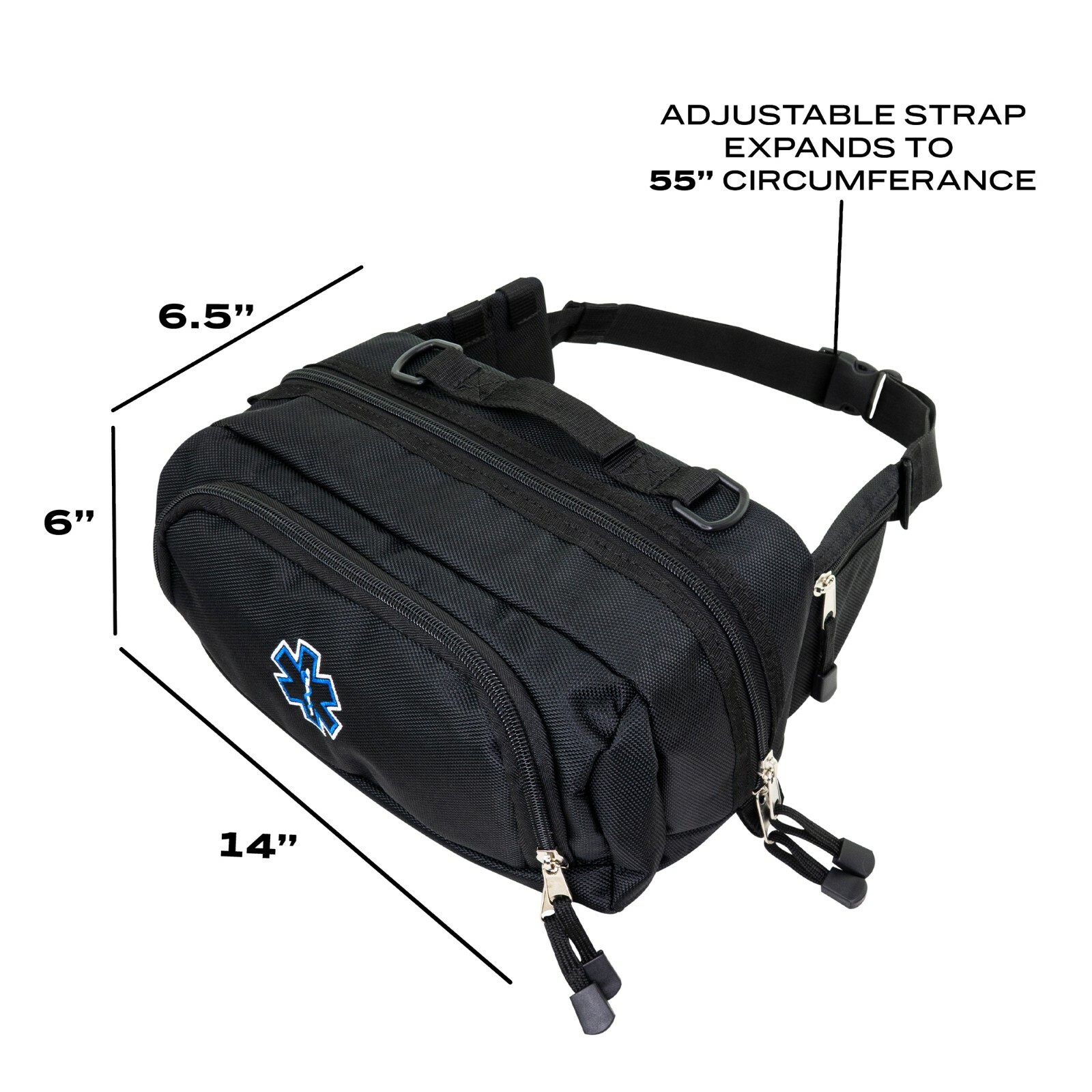 LINE2design First Aid Fanny Pack – First Responder EMS EMT Paramedic Bag – Black